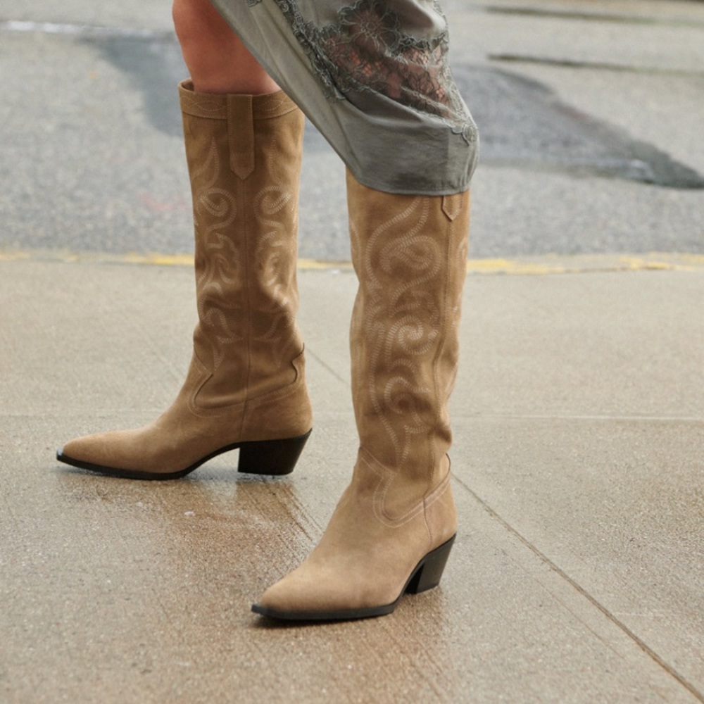 NWTS Zara suede cowboy boots size 37